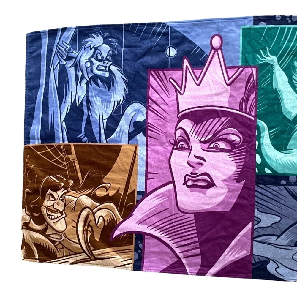 Disney Parks Villains Evil Queen Ursula Maleficent Captain Hook Beach Towel